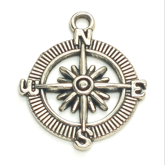 Silver Tone Compass Pendant - Picture 1 of 2